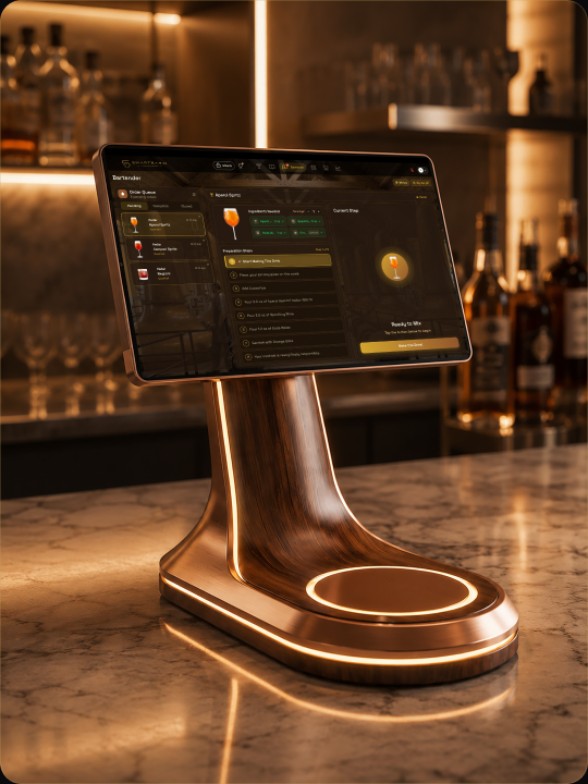 The SmartBarIQ Solo device on a bar